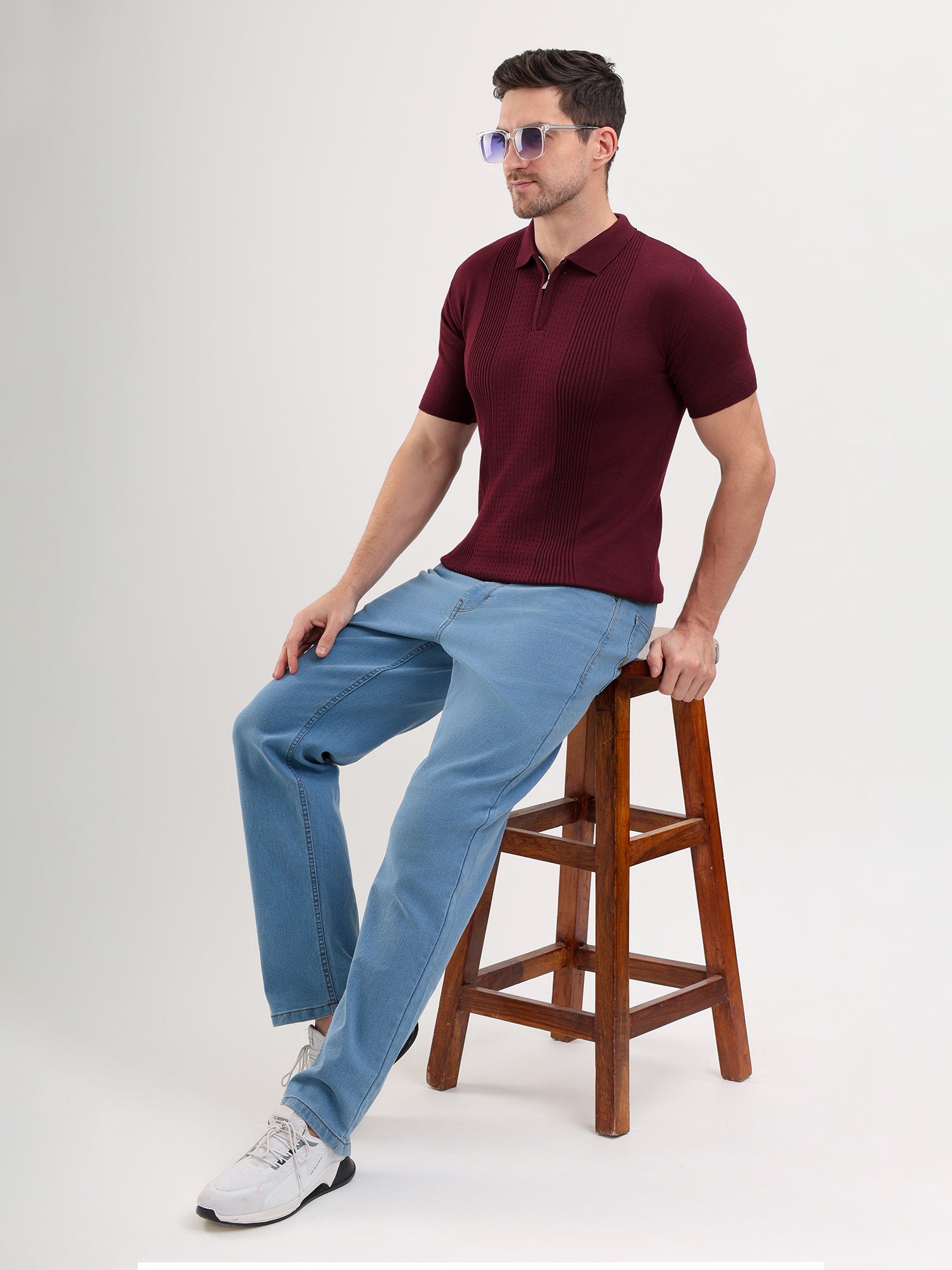 Sparky Solid Slim Fit Cotton Formal Polo Tshirt Half Sleeve | Summer Plus Size Burgundy Color