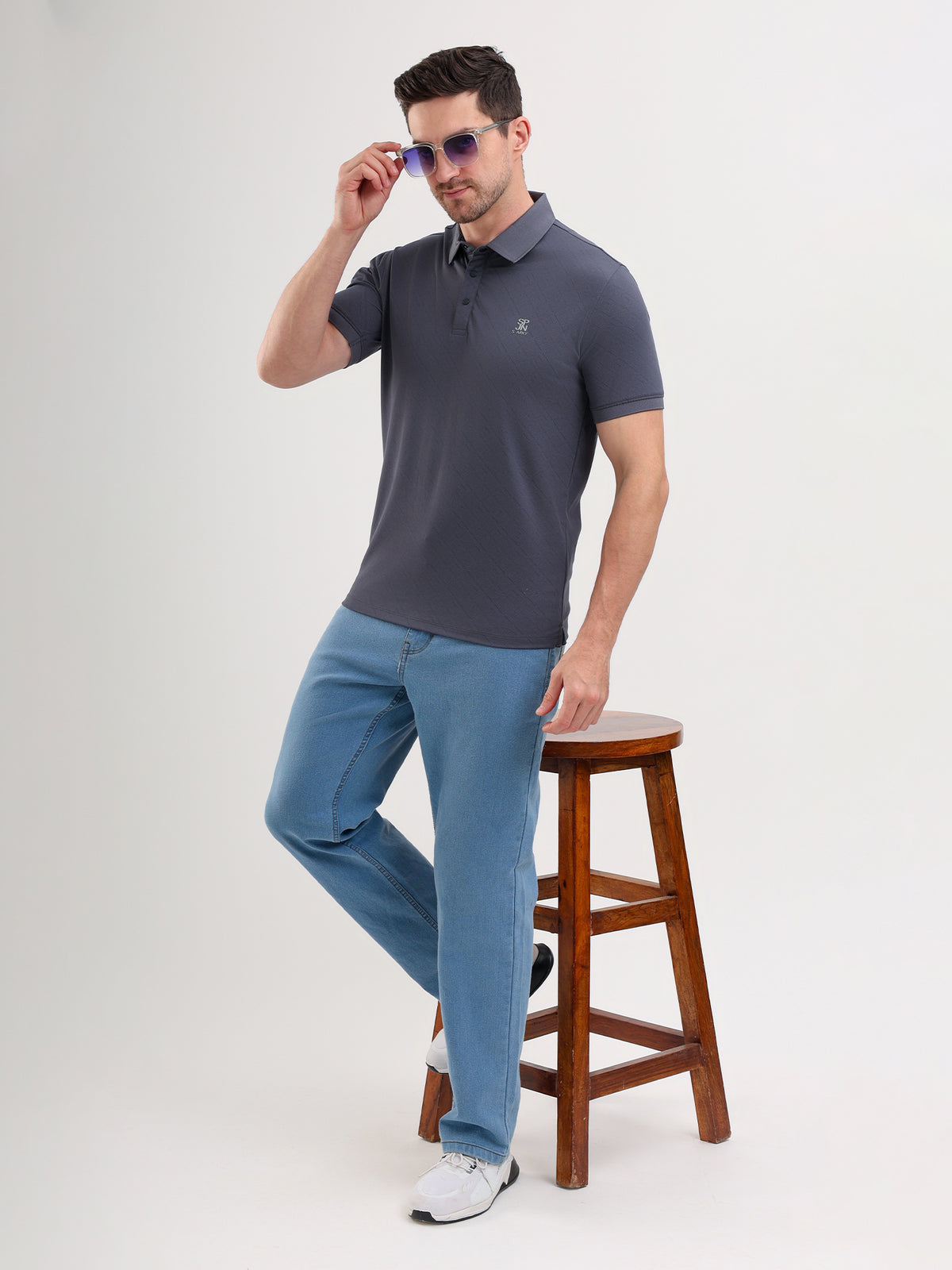 Sparky Solid Slim Fit Cotton Formal Polo Tshirt Half Sleeve | Summer Plus Size Grey Color