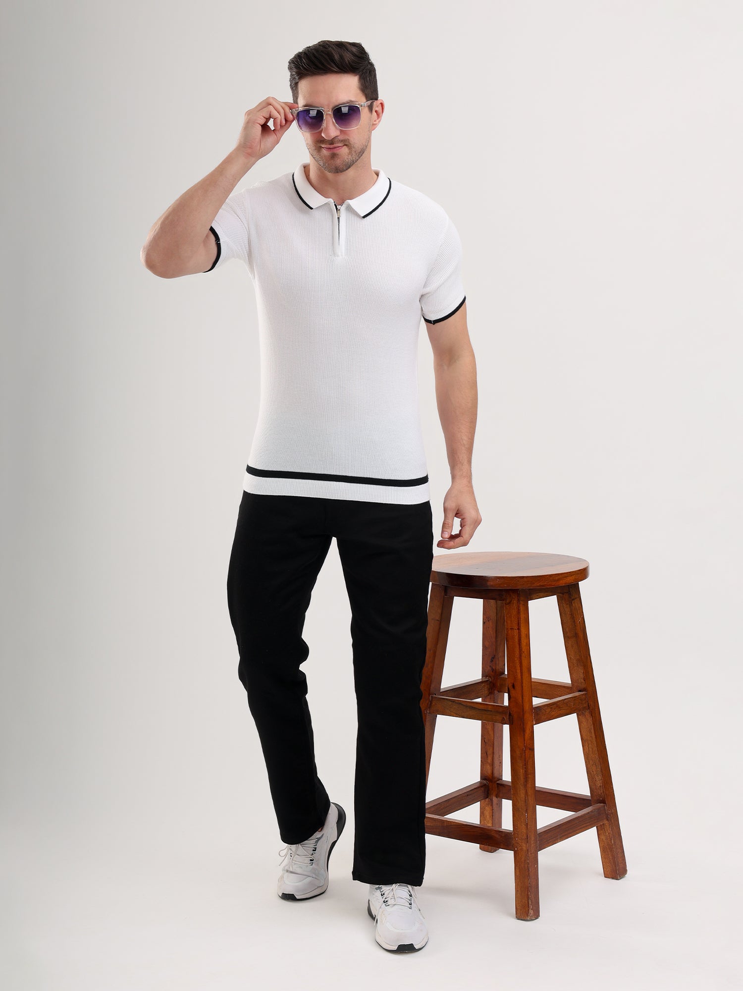 Sparky Solid Slim Fit Cotton Formal Polo Tshirt Half Sleeve | Summer Plus Size White Color