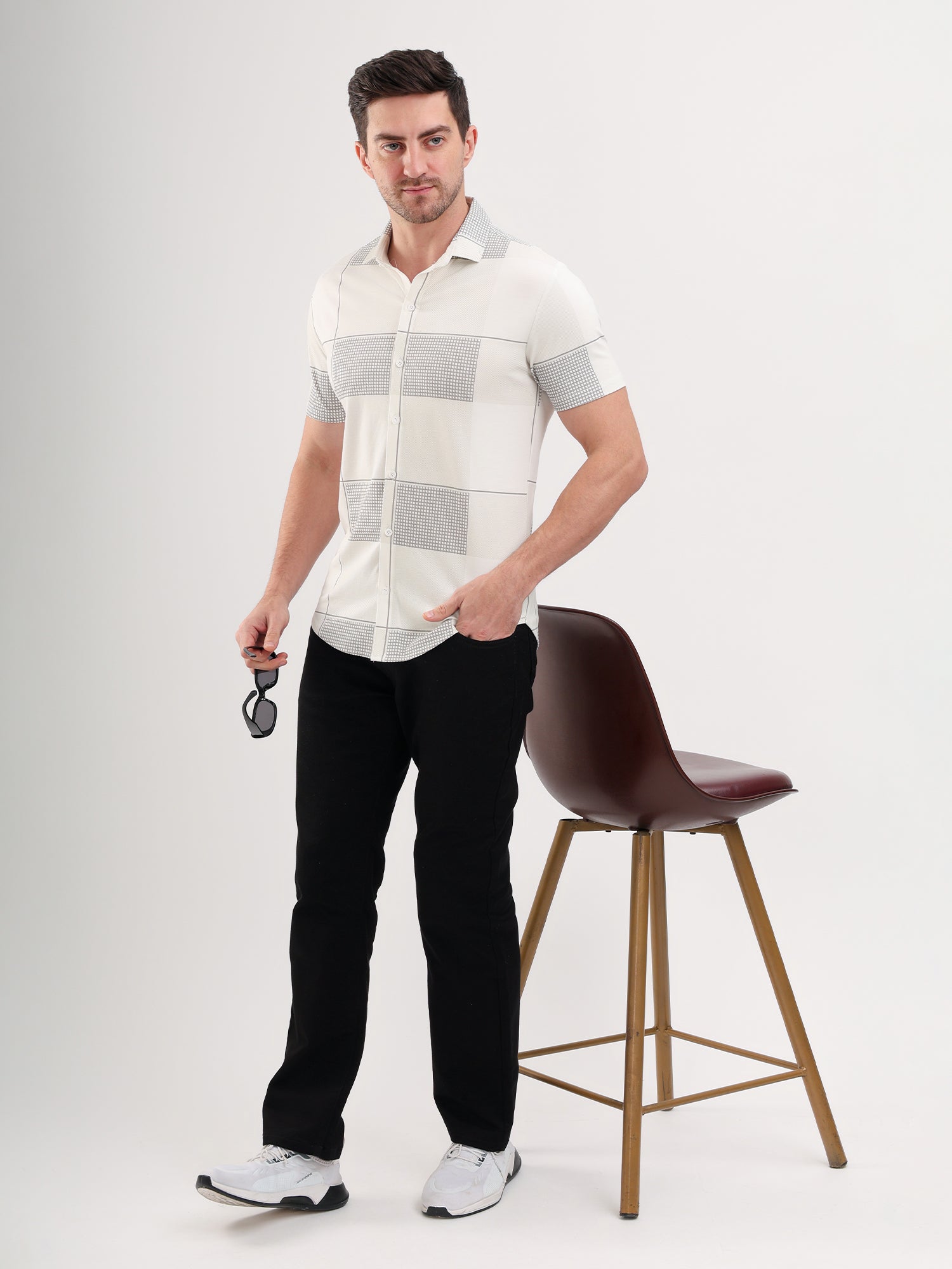 Sparky Solid Slim Fit Cotton Casual Shirt Half Sleeve | Summer Plus Size White Color