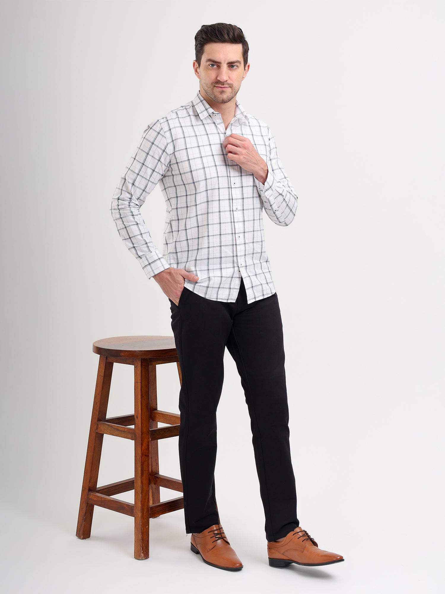 Sparky Solid Regular Fitcotton Casual Shirt Full Sleeve | Summer Plus Size White Color