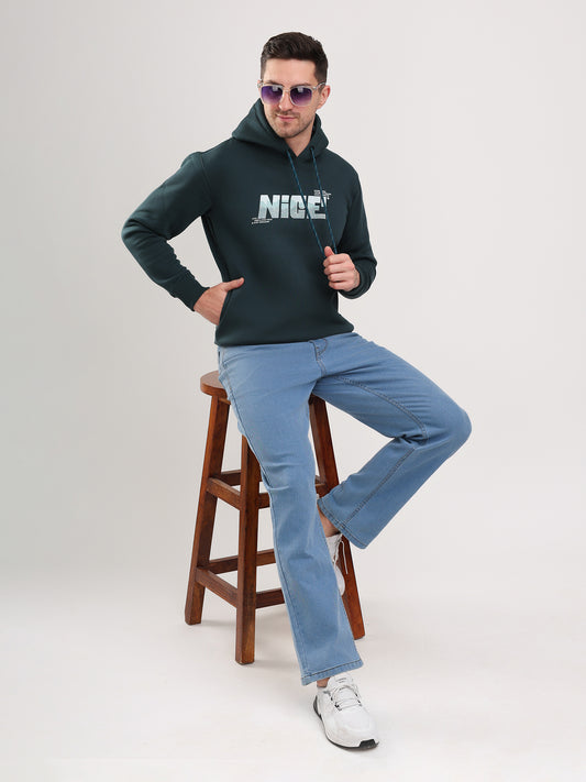 Men's Teal Green Solid Full Sleeves Sweatshirt