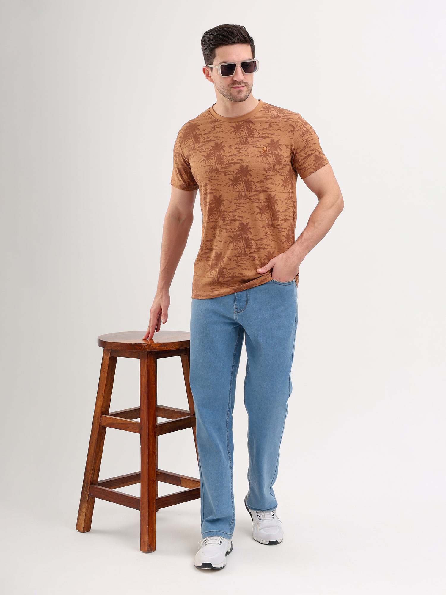 Sparky Solid Slim Fit Cotton Formal T-Shirt Half Sleeve | Summer Plus Size Brown Color