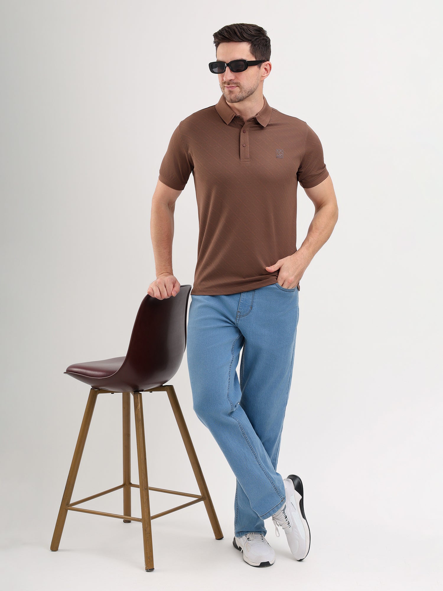 Sparky Solid Slim Fit Cotton Formal Polo Tshirt Half Sleeve | Summer Plus Size Brown Color