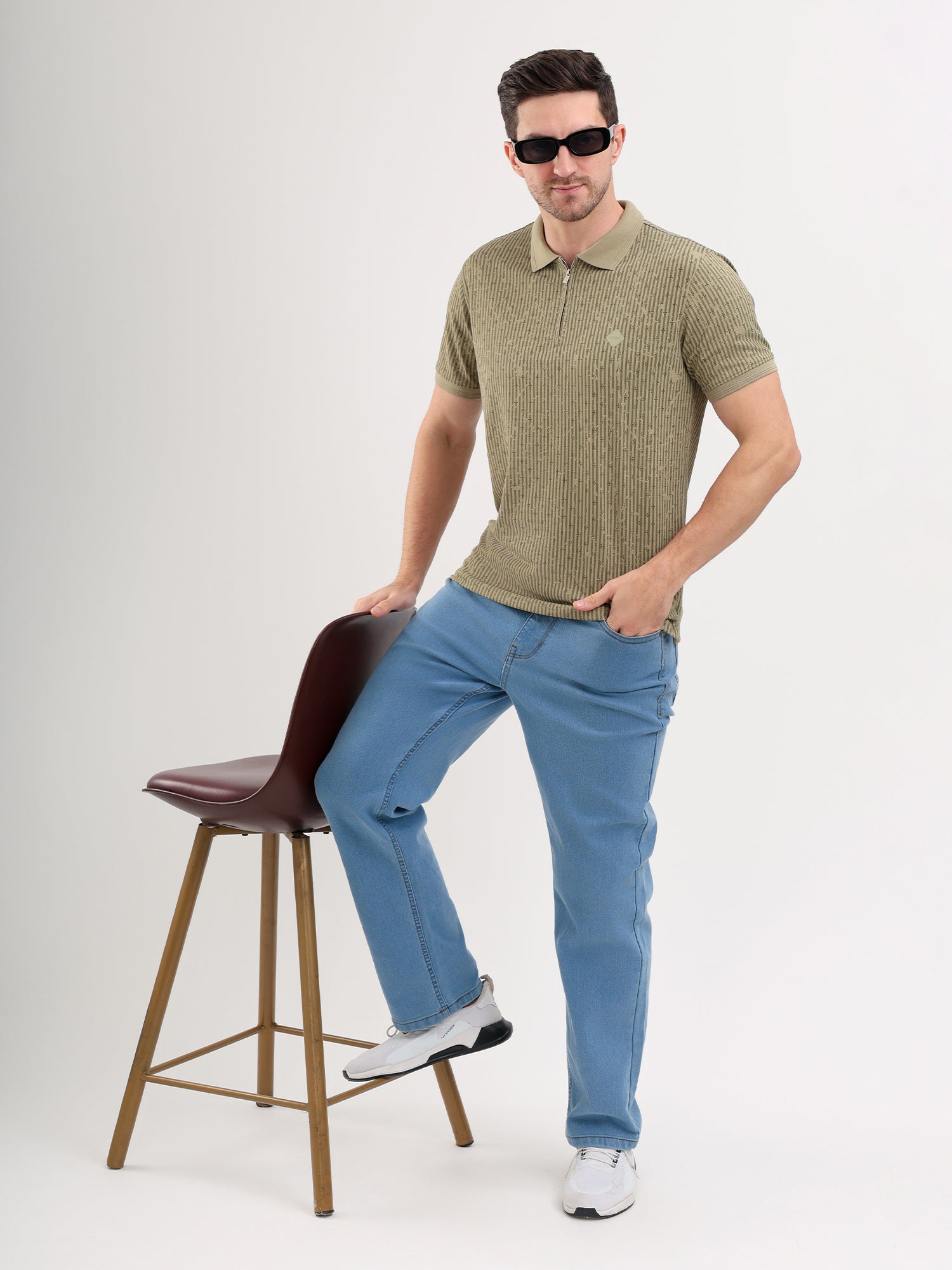 Sparky Solid Slim Fit Cotton Formal Polo Tshirt Half Sleeve | Summer Plus Size Olive Color