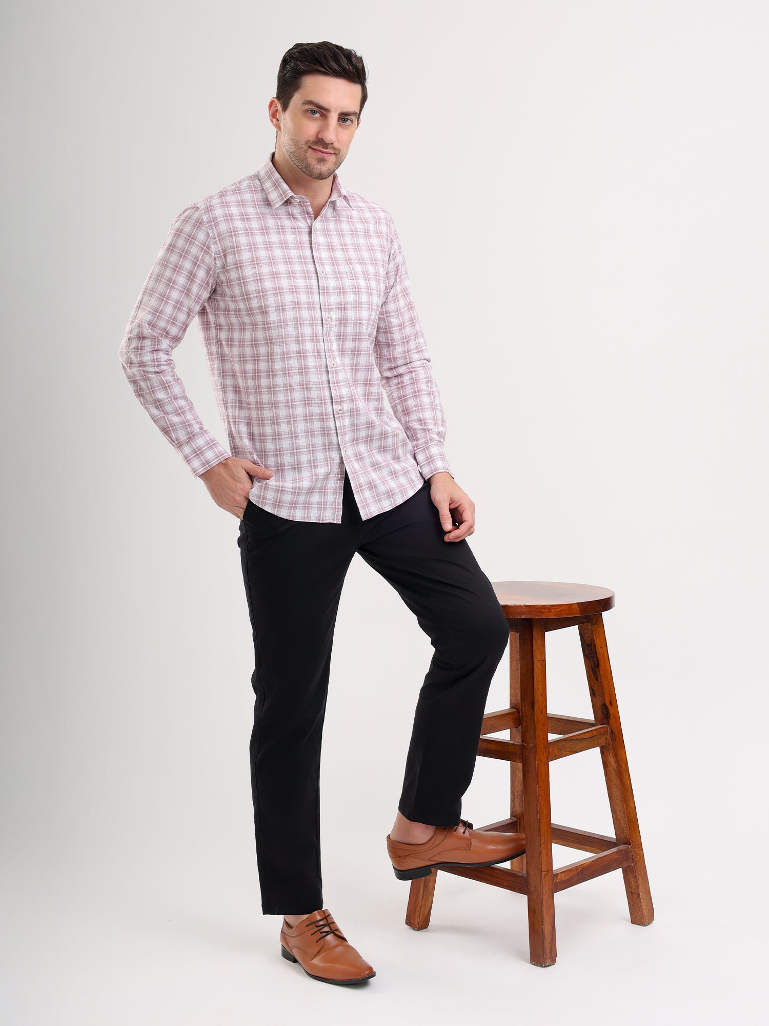 Sparky Solid Regular Fit Cotton Casual Shirt Full Sleeve | Summer Plus Size Brown Color