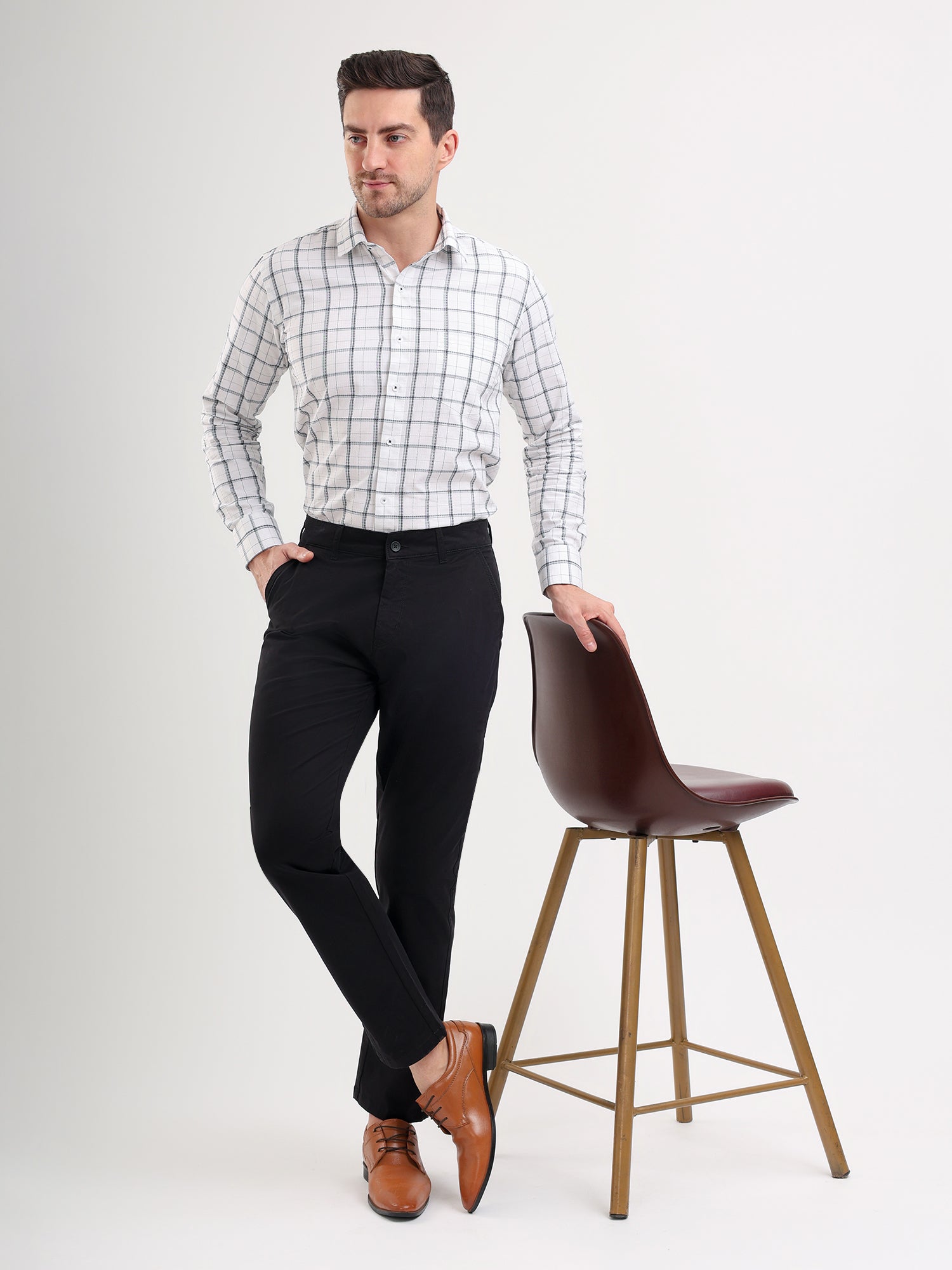 Men'S Slim Fit Cotton Blend Pant Black Color