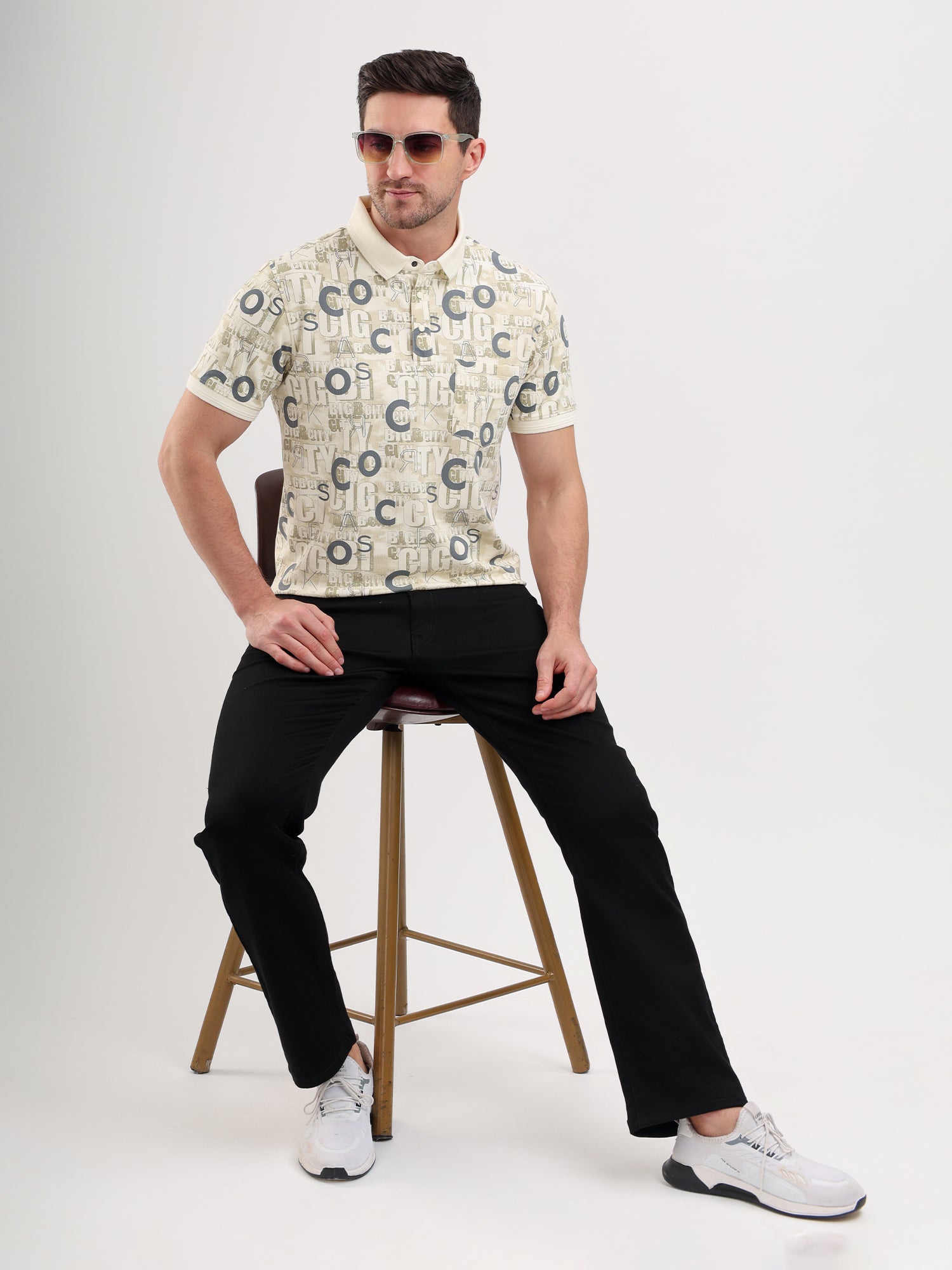 Sparky Solid Slim Fit Cotton Formal Polo Tshirt Half Sleeve | Summer Plus Size Cream Color