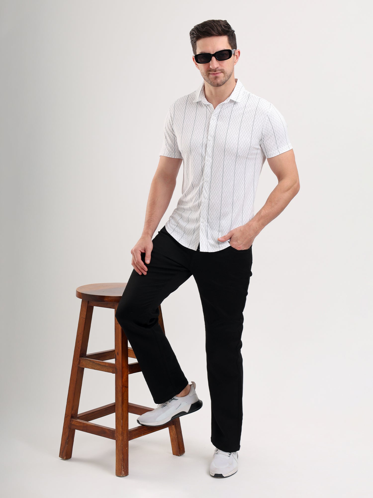 Sparky Solid Slim Fit Cotton Casual Shirt Half Sleeve | Summer Plus Size White Color