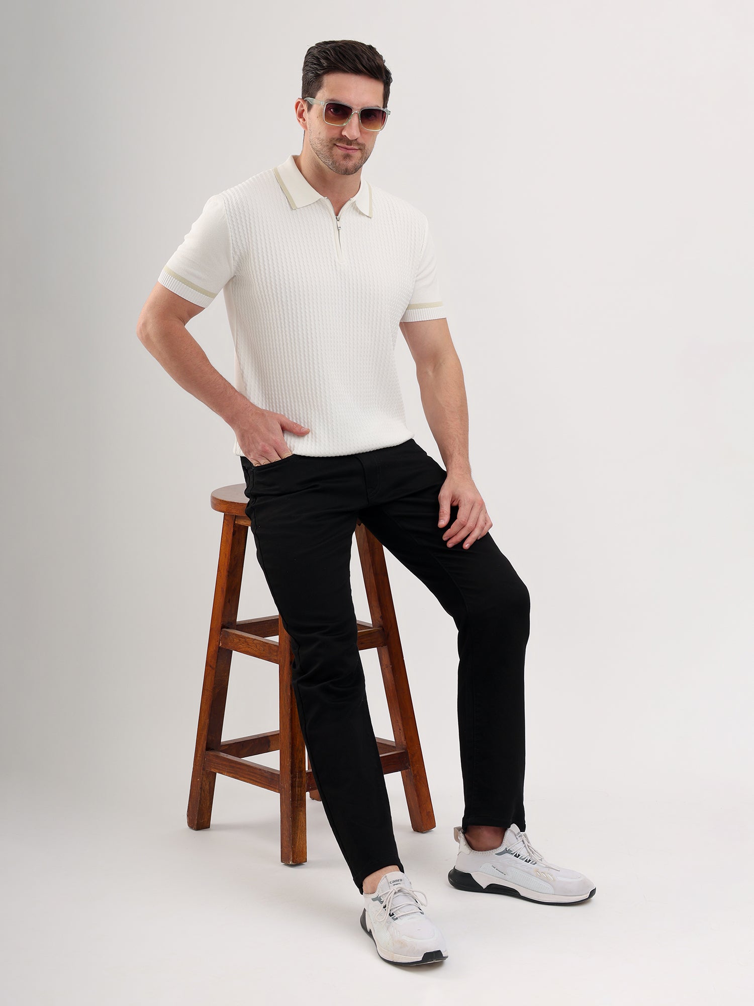 Sparky Solid Slim Fit Cotton Formal Polo Tshirt Half Sleeve | Summer Plus Size White Color