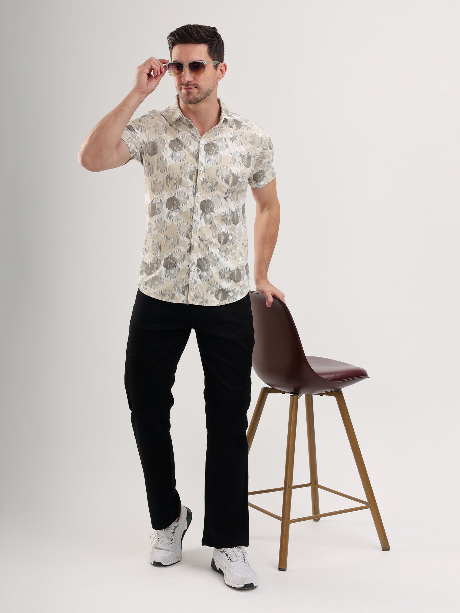 Sparky Solid Slim Fit Cotton Casual Shirt Half Sleeve | Summer Plus Size White Color