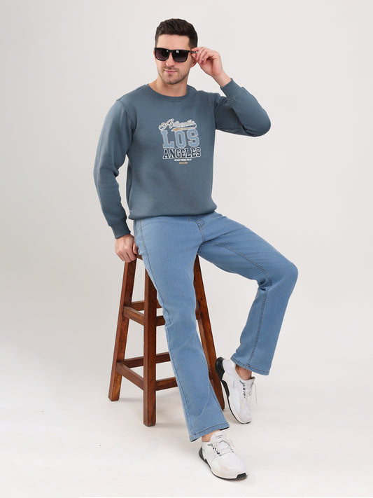 Men's Royal blue Solid Full Sleeves Sweatshirt