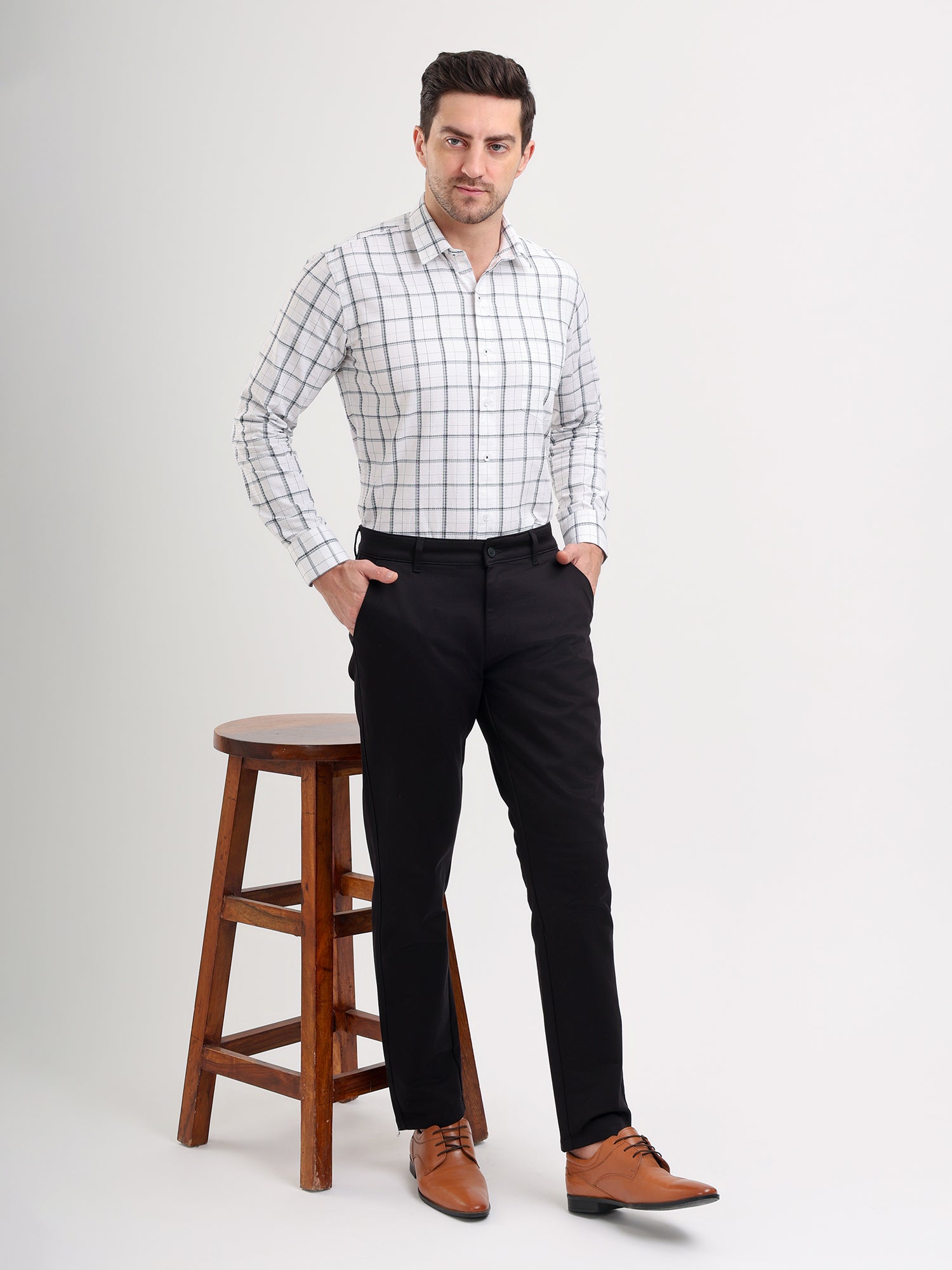 Men'S Slim Fit Cotton Blend Pant Black Color