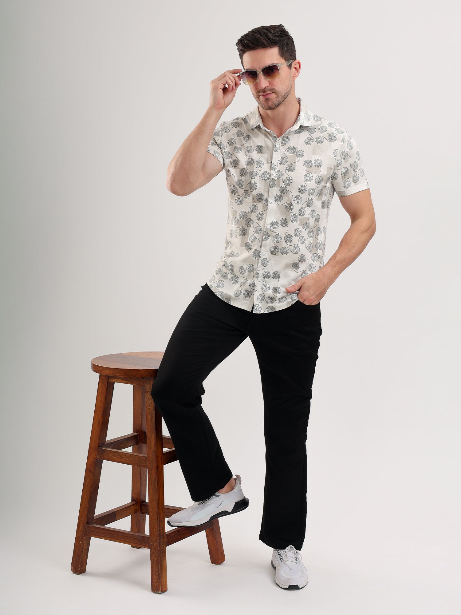 Sparky Solid Slim Fit Cotton Casual Shirt Half Sleeve | Summer Plus Size White Color