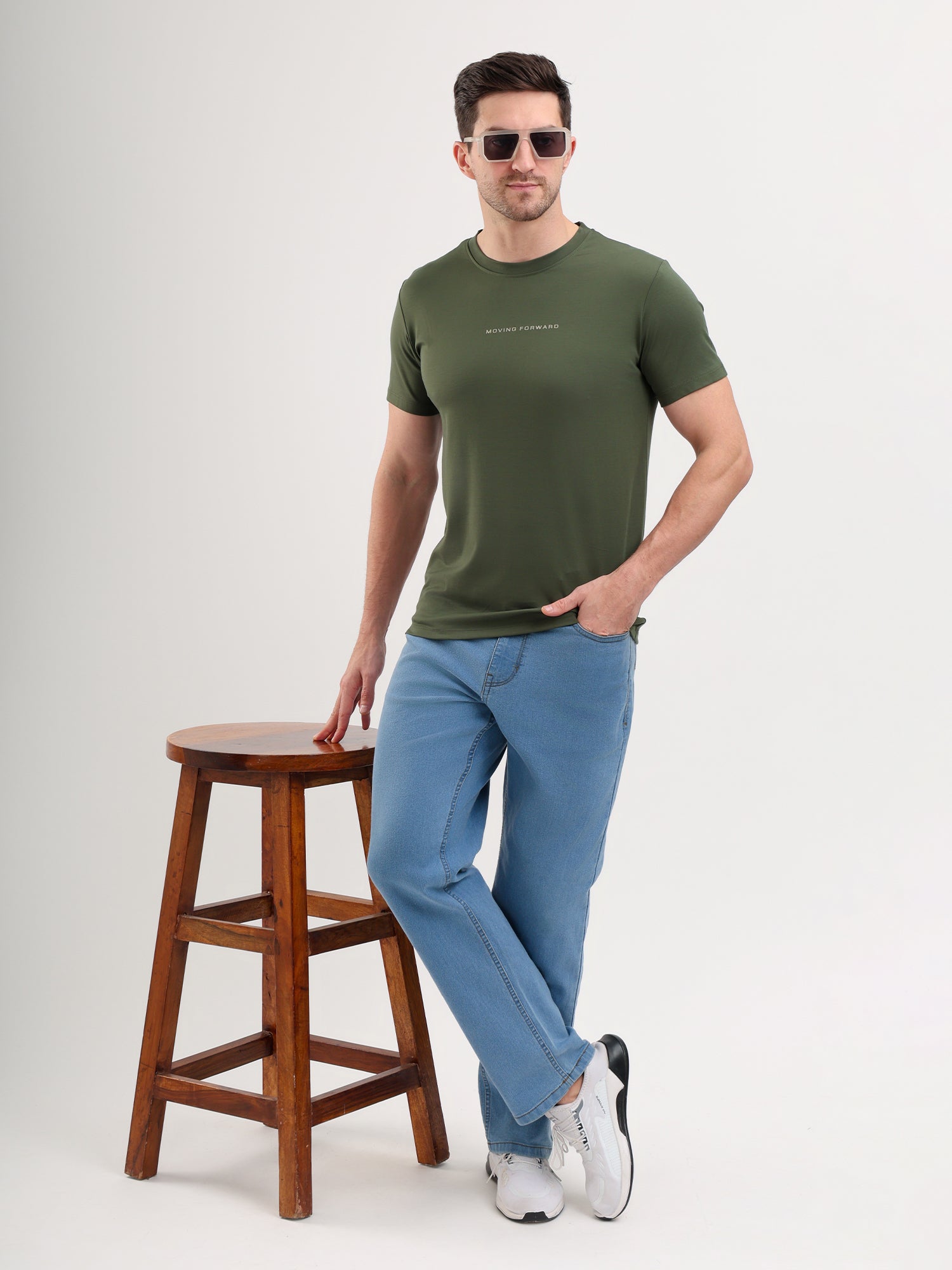 Sparky Solid Slim Fit Cotton Formal T-Shirt Half Sleeve | Summer Plus Size Green Color