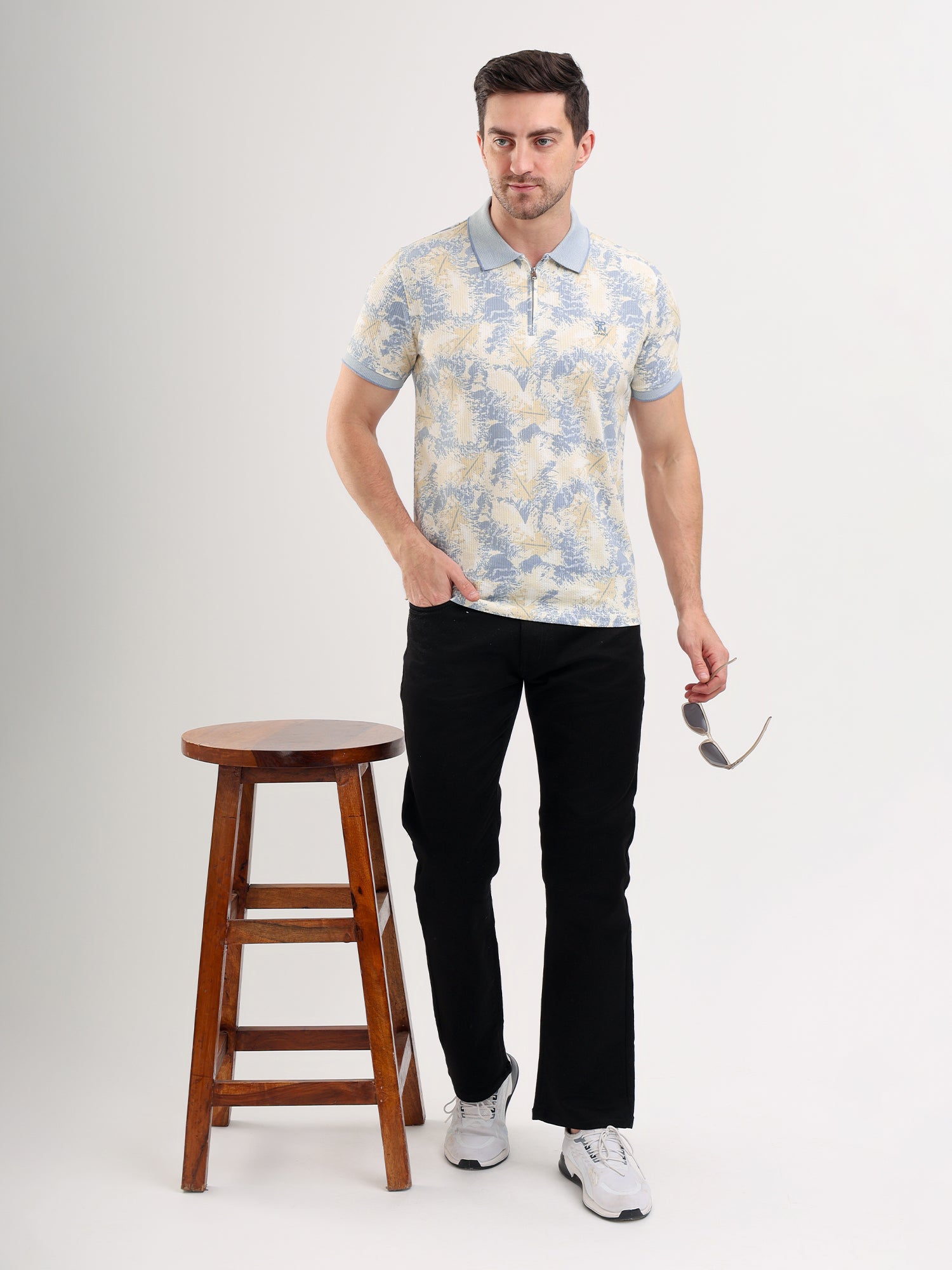 Sparky Solid Slim Fit Cotton Formal Polo Tshirt Half Sleeve | Summer Plus Size Sky Blue Color