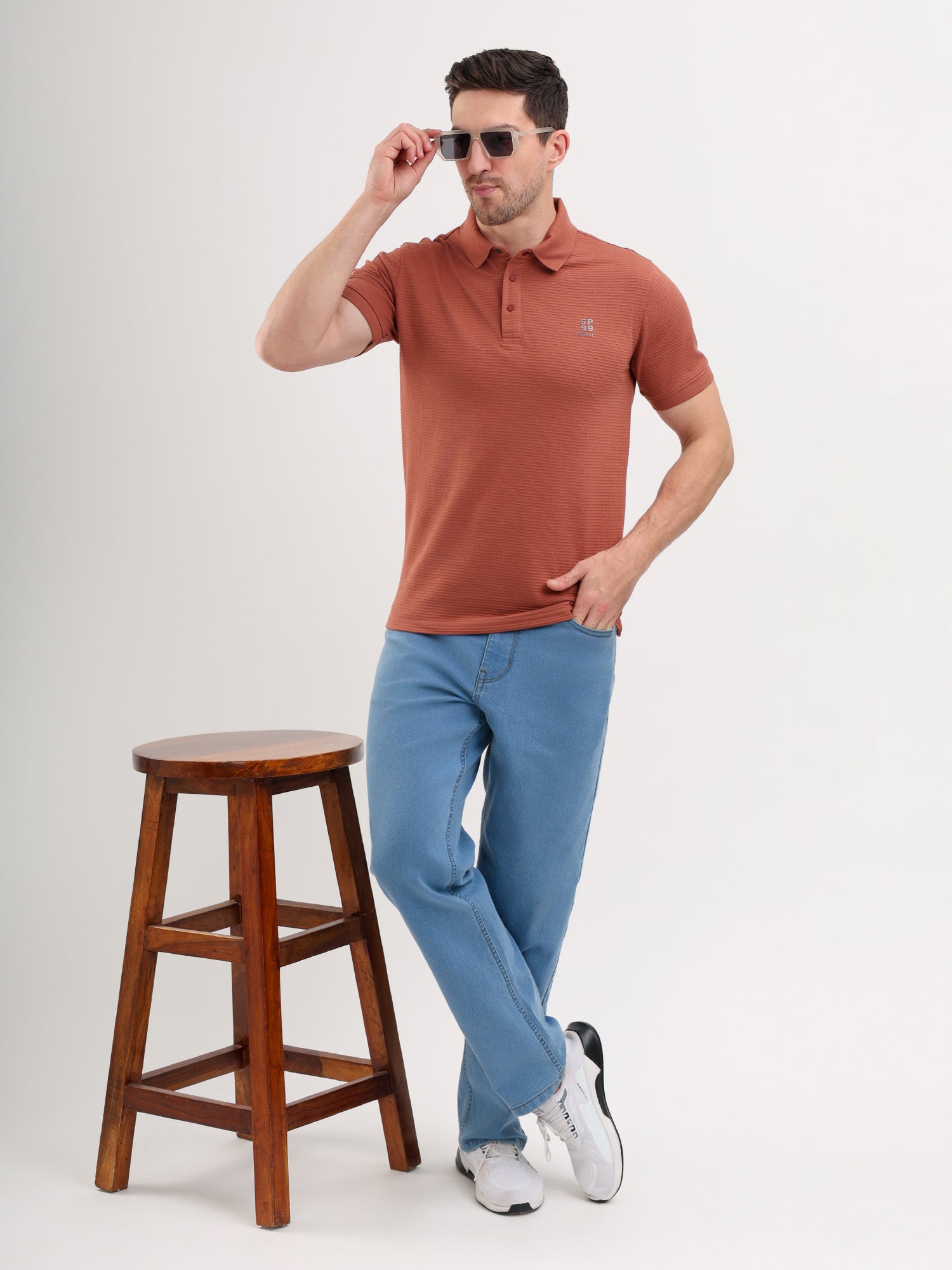 Sparky Solid Slim Fit Cotton Formal Polo Tshirt Half Sleeve | Summer Plus Size Rust Color