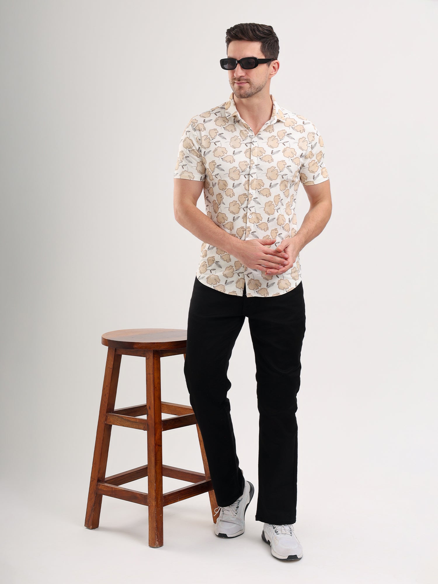 Sparky Solid Slim Fit Cotton Casual Shirt Half Sleeve | Summer Plus Size White Color