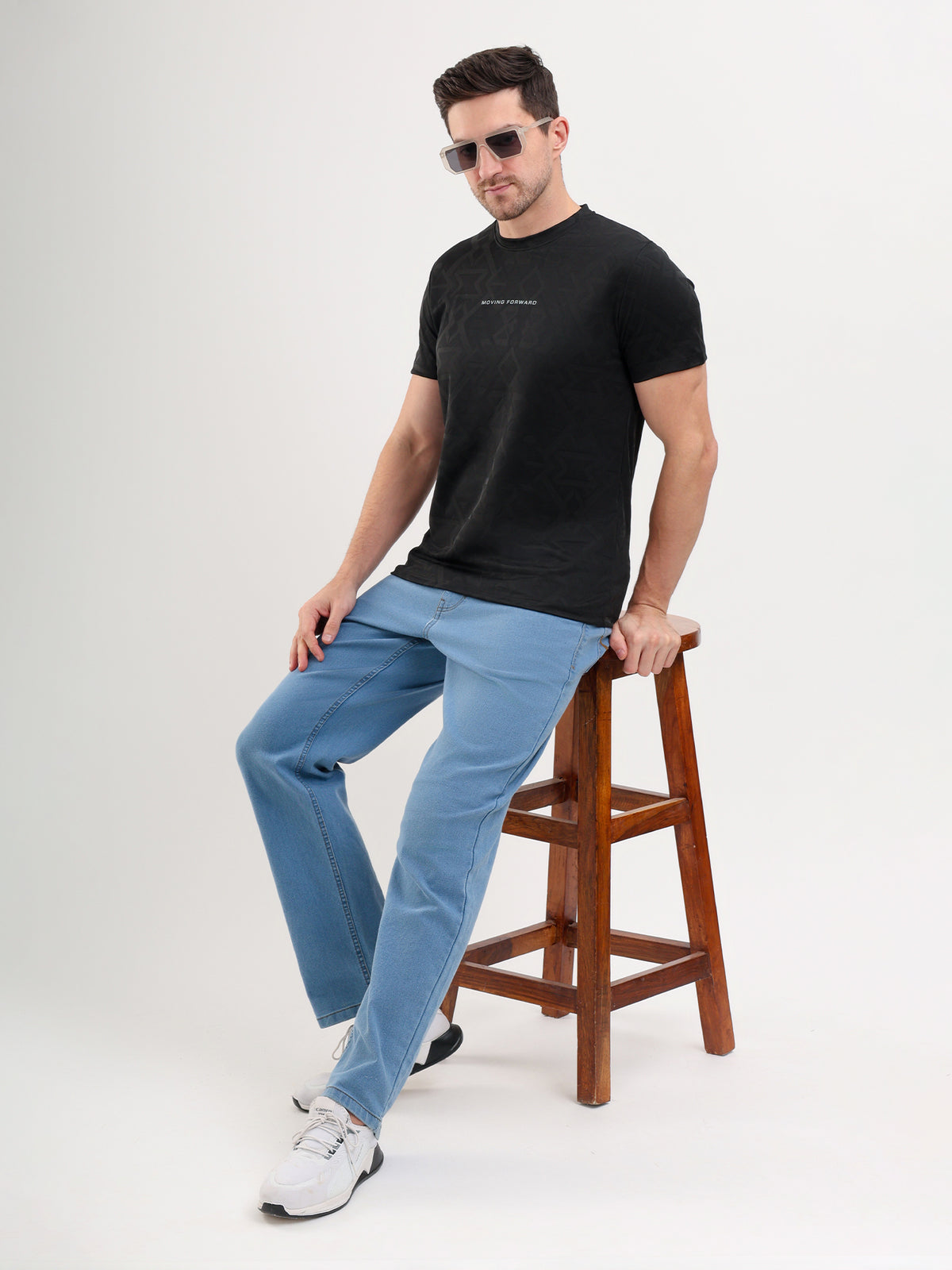 Sparky Solid Slim Fit Cotton Formal T-Shirt Half Sleeve | Summer Plus Size Black Color
