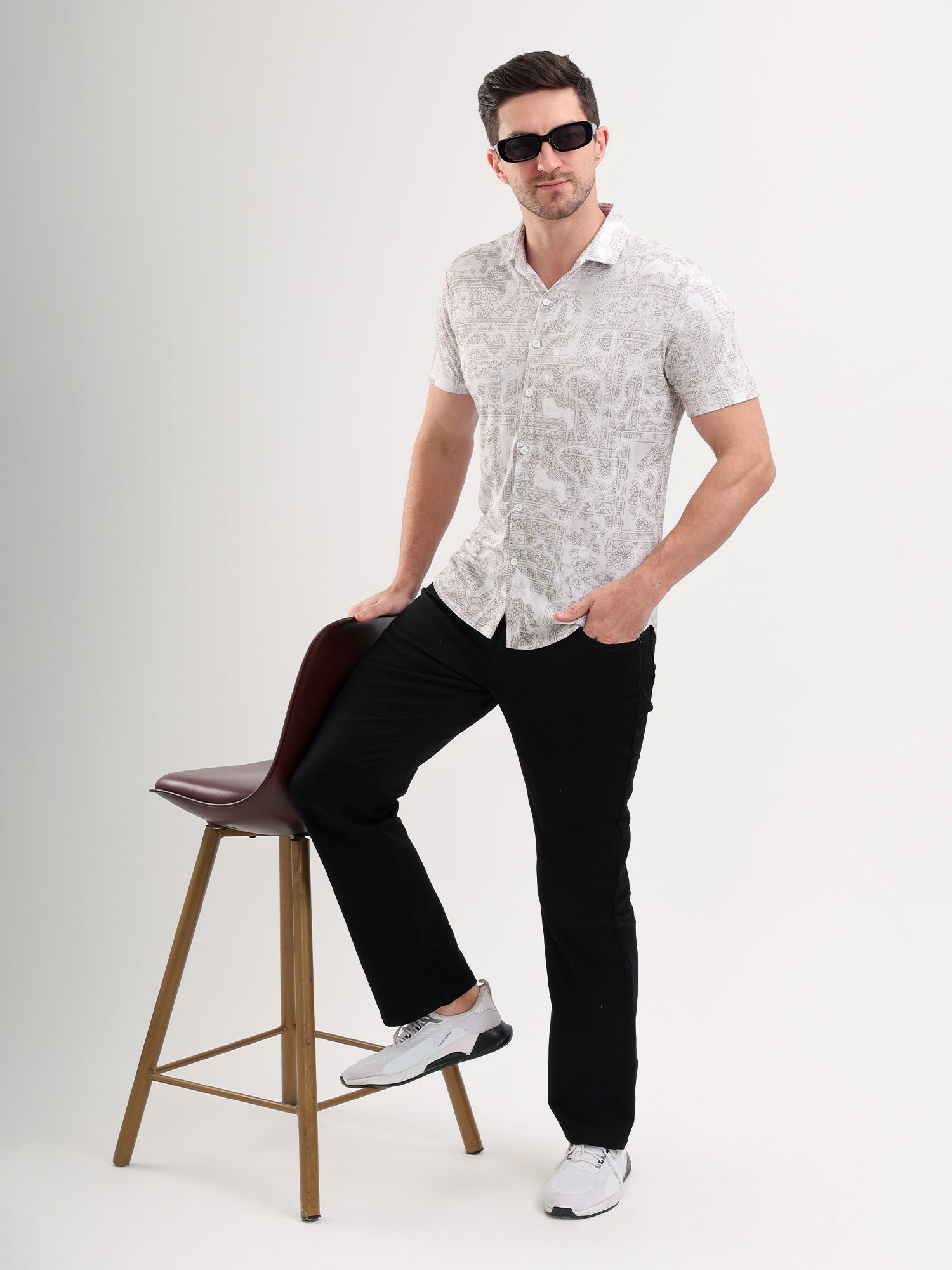Sparky Solid Slim Fit Cotton Casual Shirt Half Sleeve | Summer Plus Size White Color