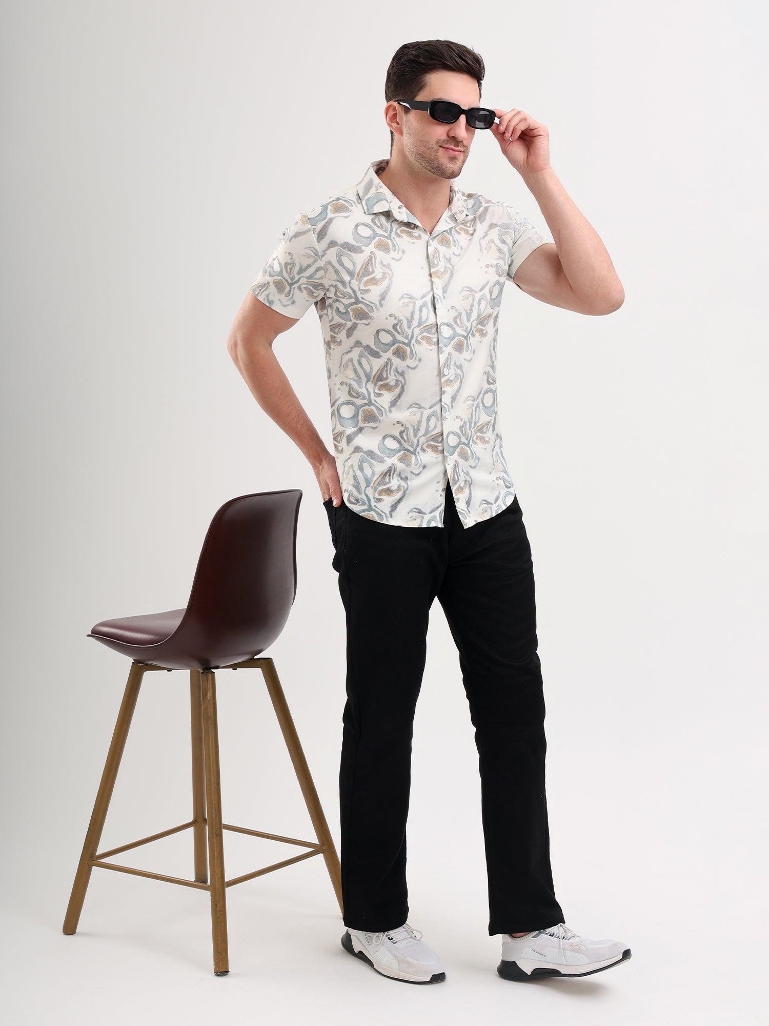 Sparky Solid Slim Fit Cotton Casual Shirt Half Sleeve | Summer Plus Size White Color