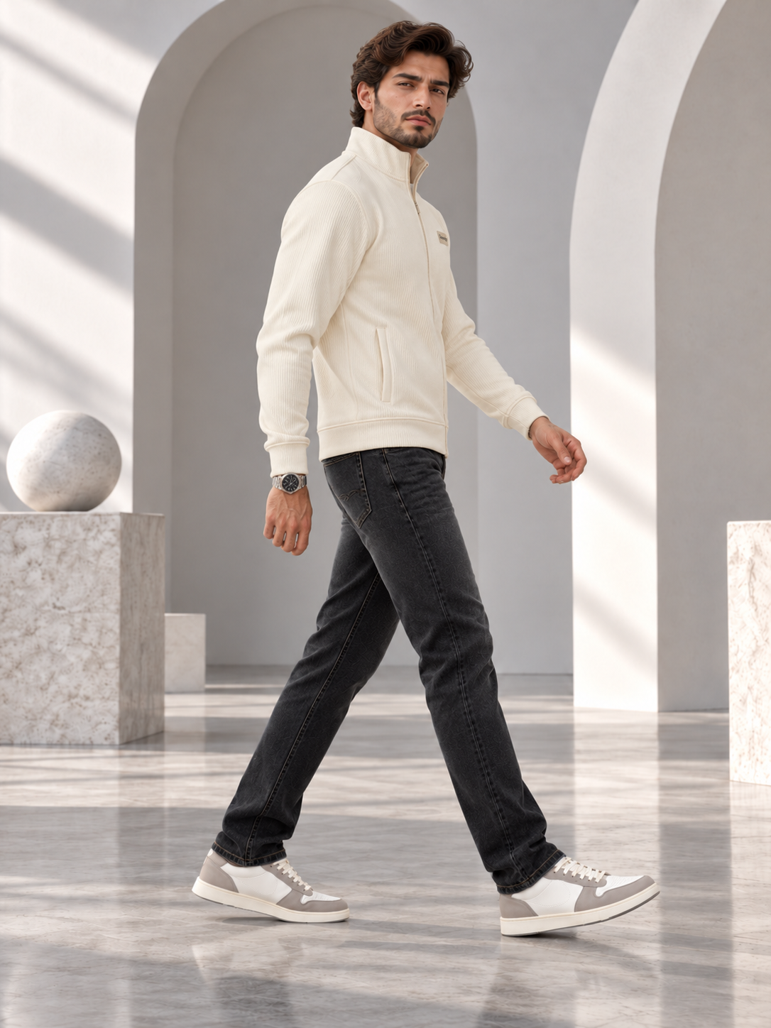 Men's Solid Full Sleeves & Full Zipper Plain Sweatshirt
