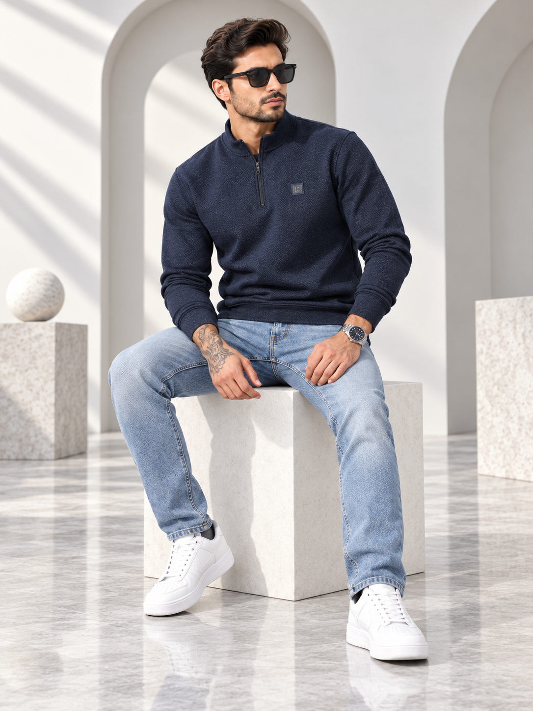 Navy Colour Regular Fit  Primium Sweatshirt