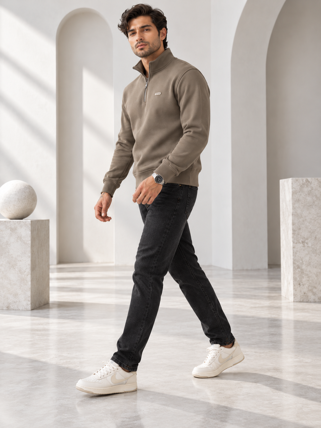 Grey Colour Regular Fit  Primium Sweatshirt