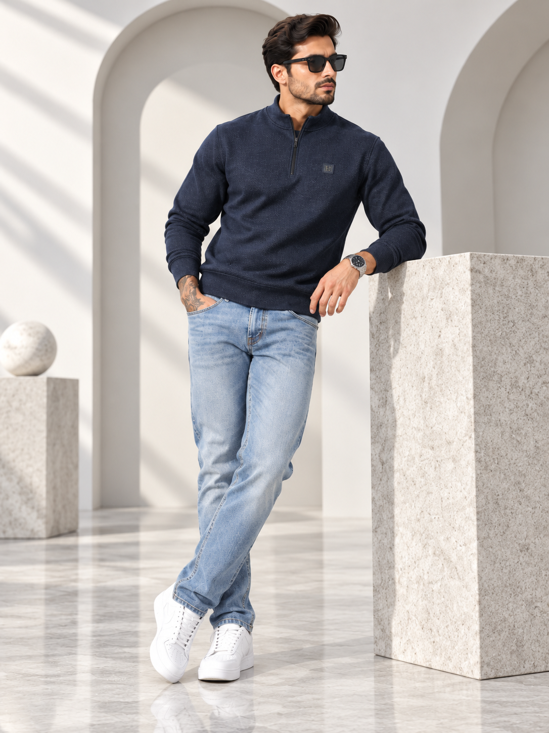 Navy Colour Regular Fit  Primium Sweatshirt