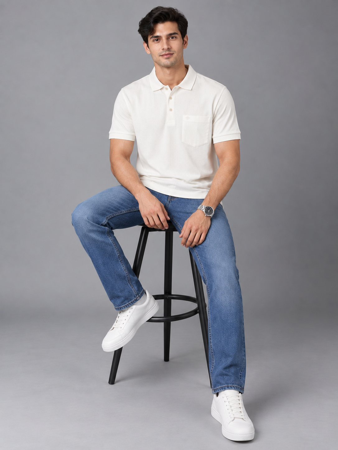 Men White Colour Premium Solid Polo T-Shirt