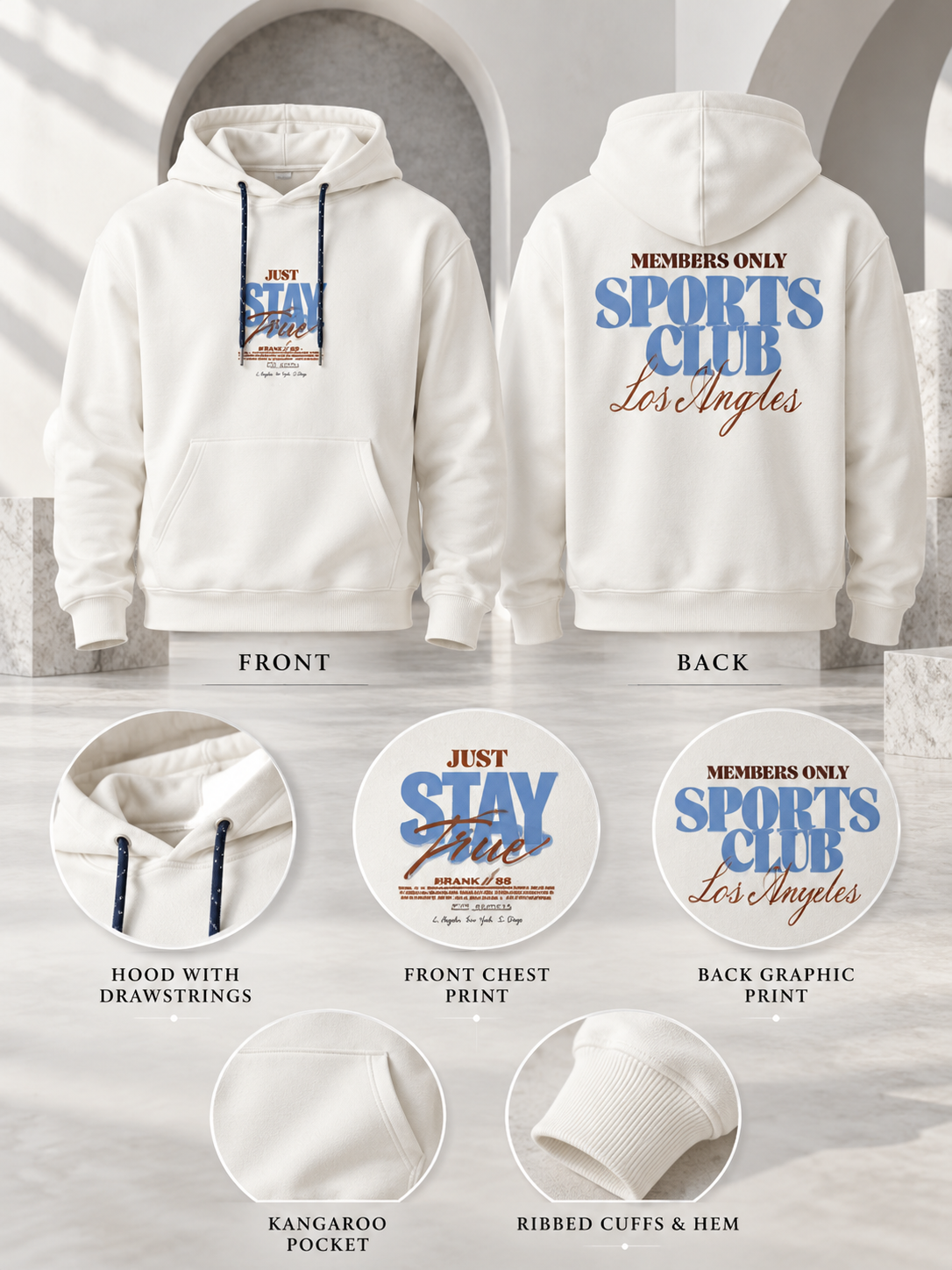 White Colour Regular Fit  Primium Hooded Sweatshirt