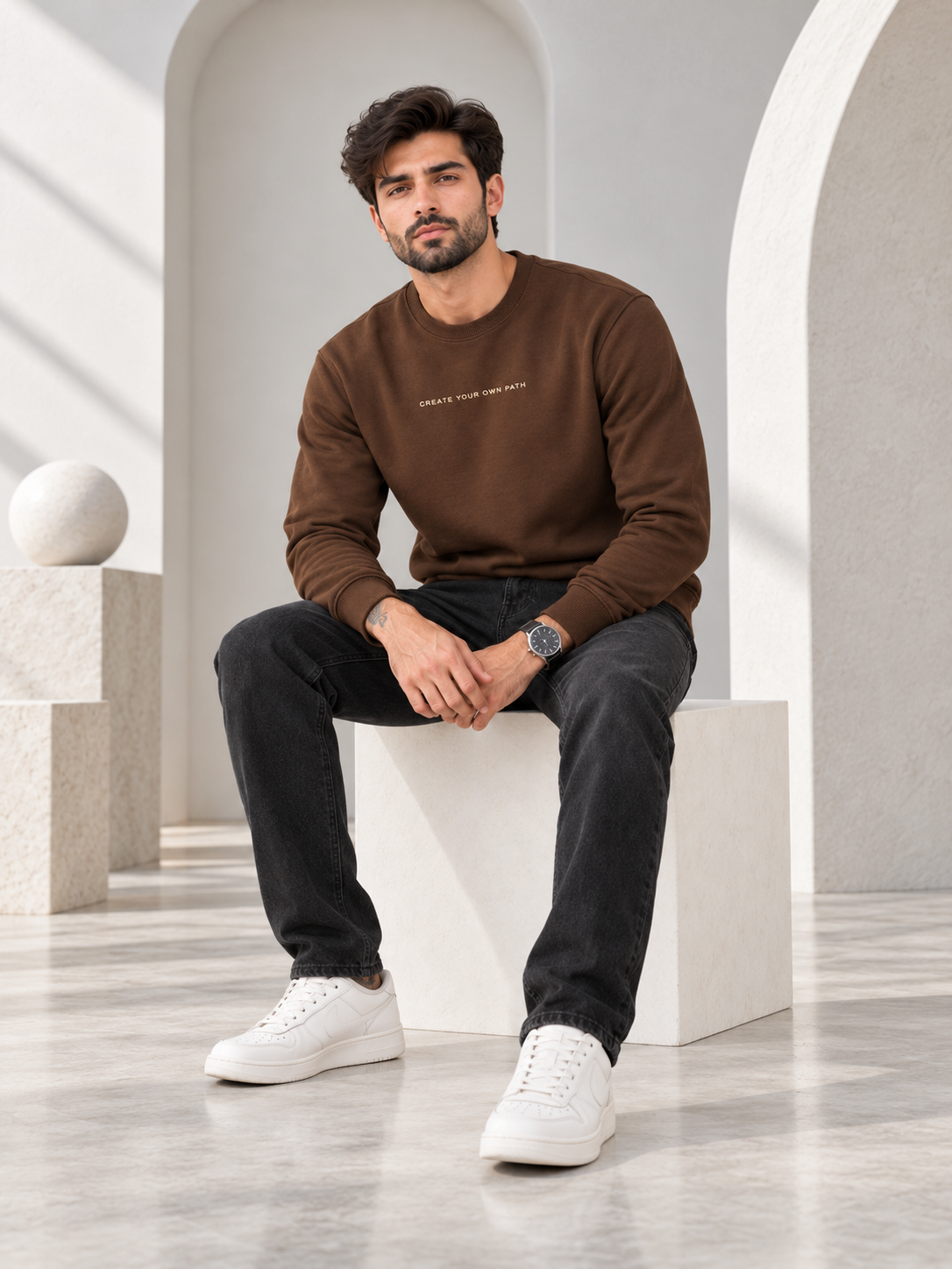 Brown Colour Regular Fit  Primium Sweatshirt
