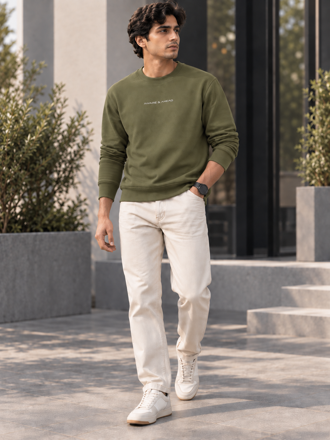 Men’s Solid Round Neck Full Sleeve Sweatshirt