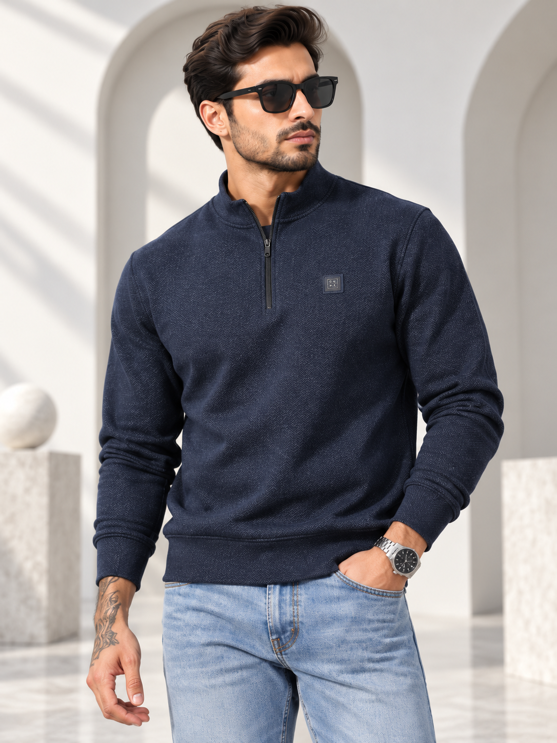 Navy Colour Regular Fit  Primium Sweatshirt
