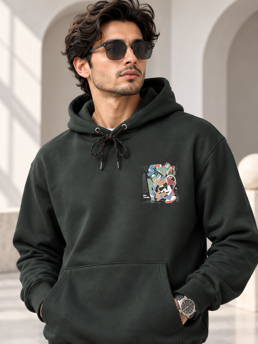 Green Colour Regular Fit  Primium Hooded Sweatshirt
