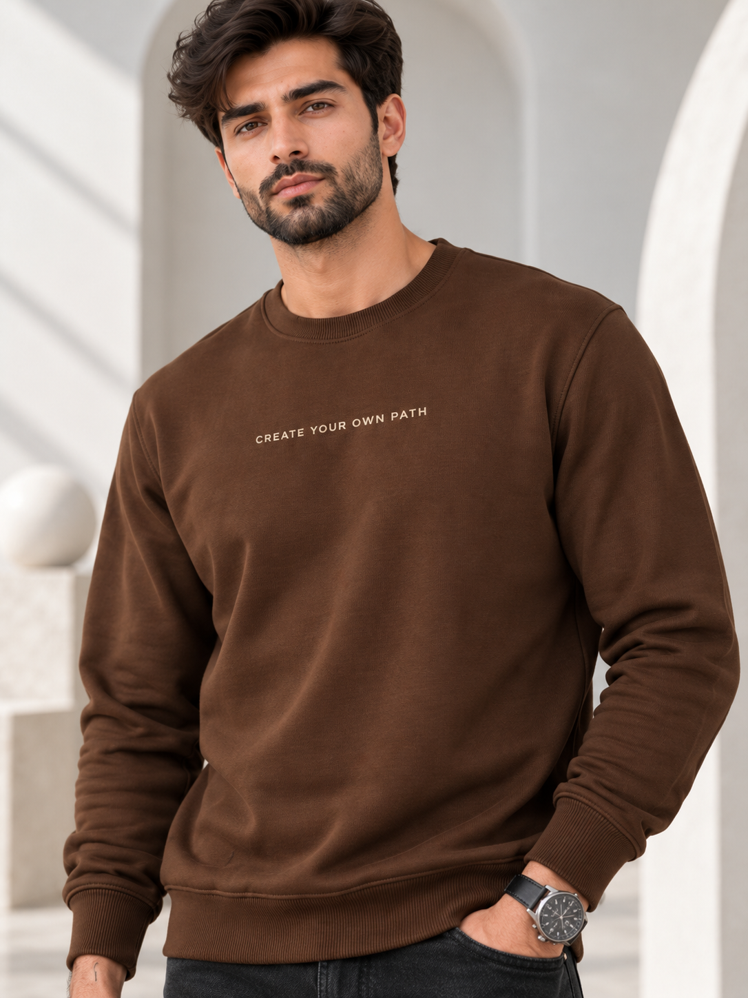 Brown Colour Regular Fit  Primium Sweatshirt