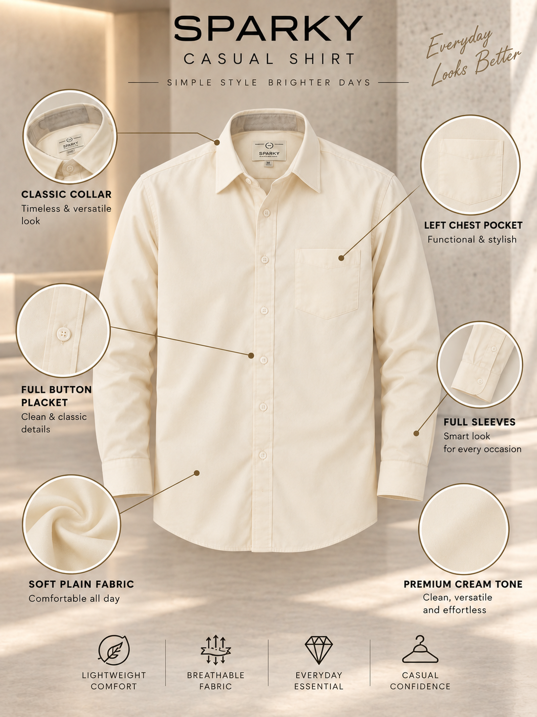 Men’s Premium Cream Shirt