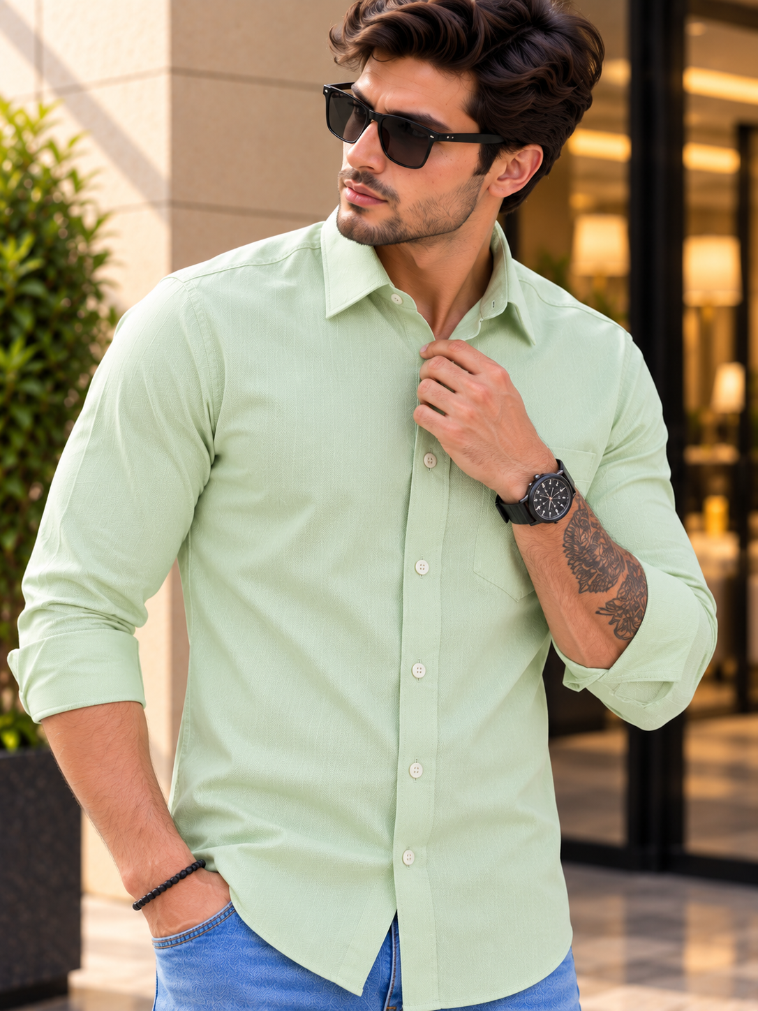 Men’s Stylish Plain Casual Shirt