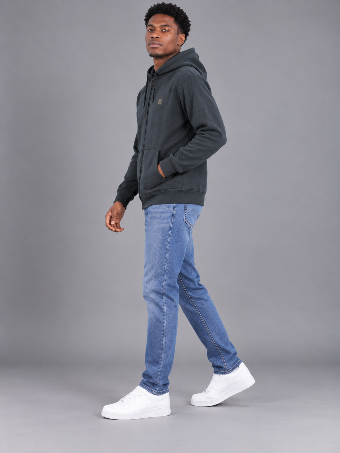 Grey Colour Regular Fit  Primium Hooded Sweatshirt