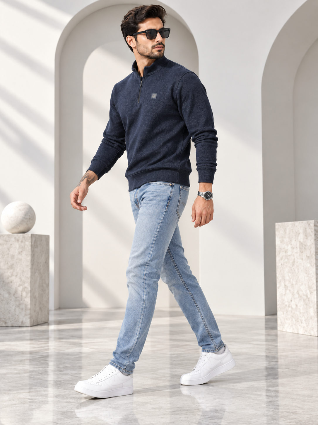 Navy Colour Regular Fit  Primium Sweatshirt