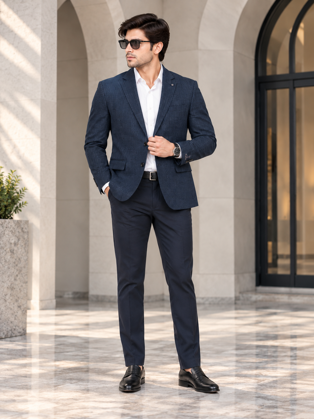 Men’s Full Sleeve Check Pattern Blazer