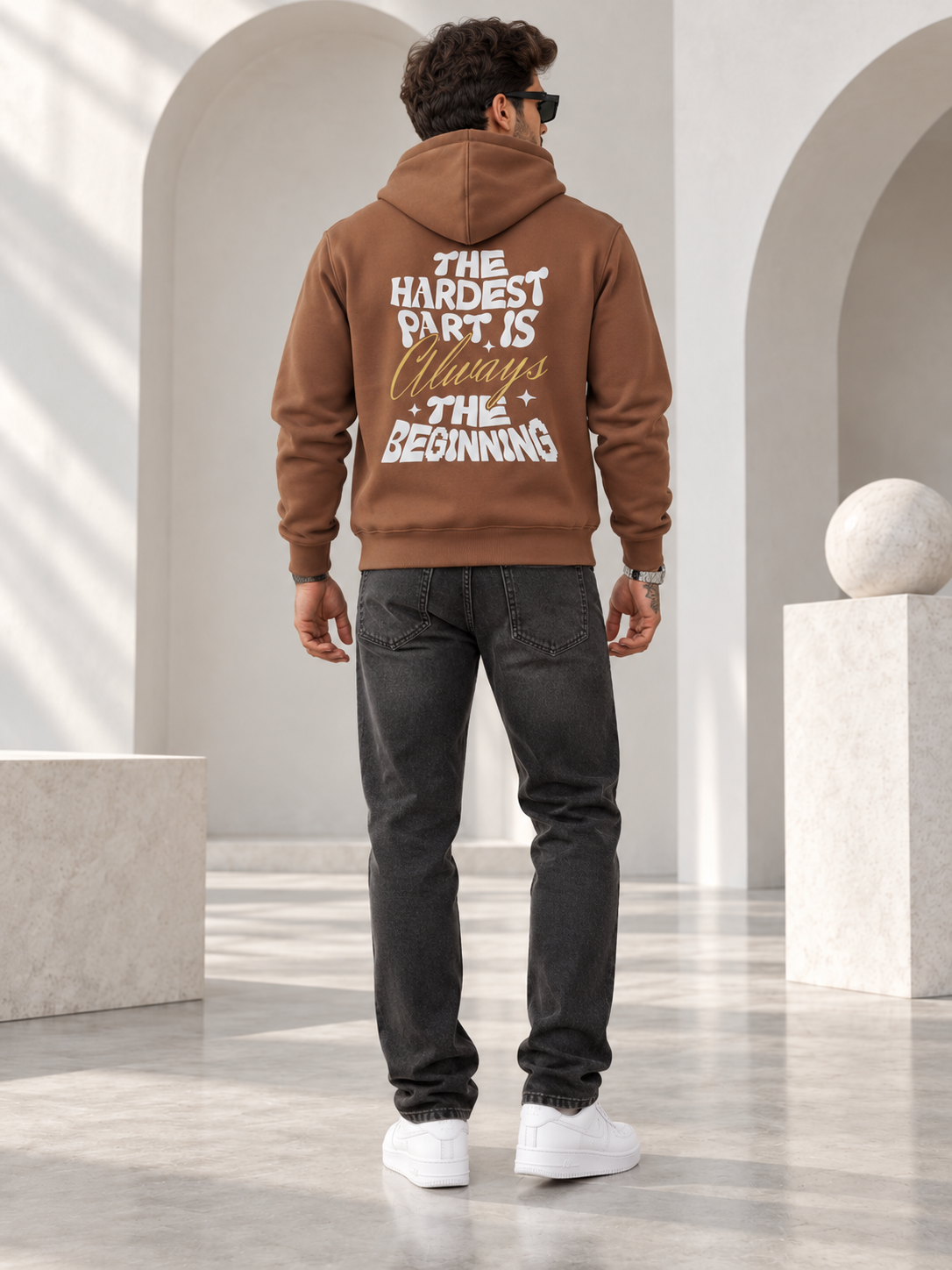 Brown Colour Regular Fit  Primium Hooded Sweatshirt