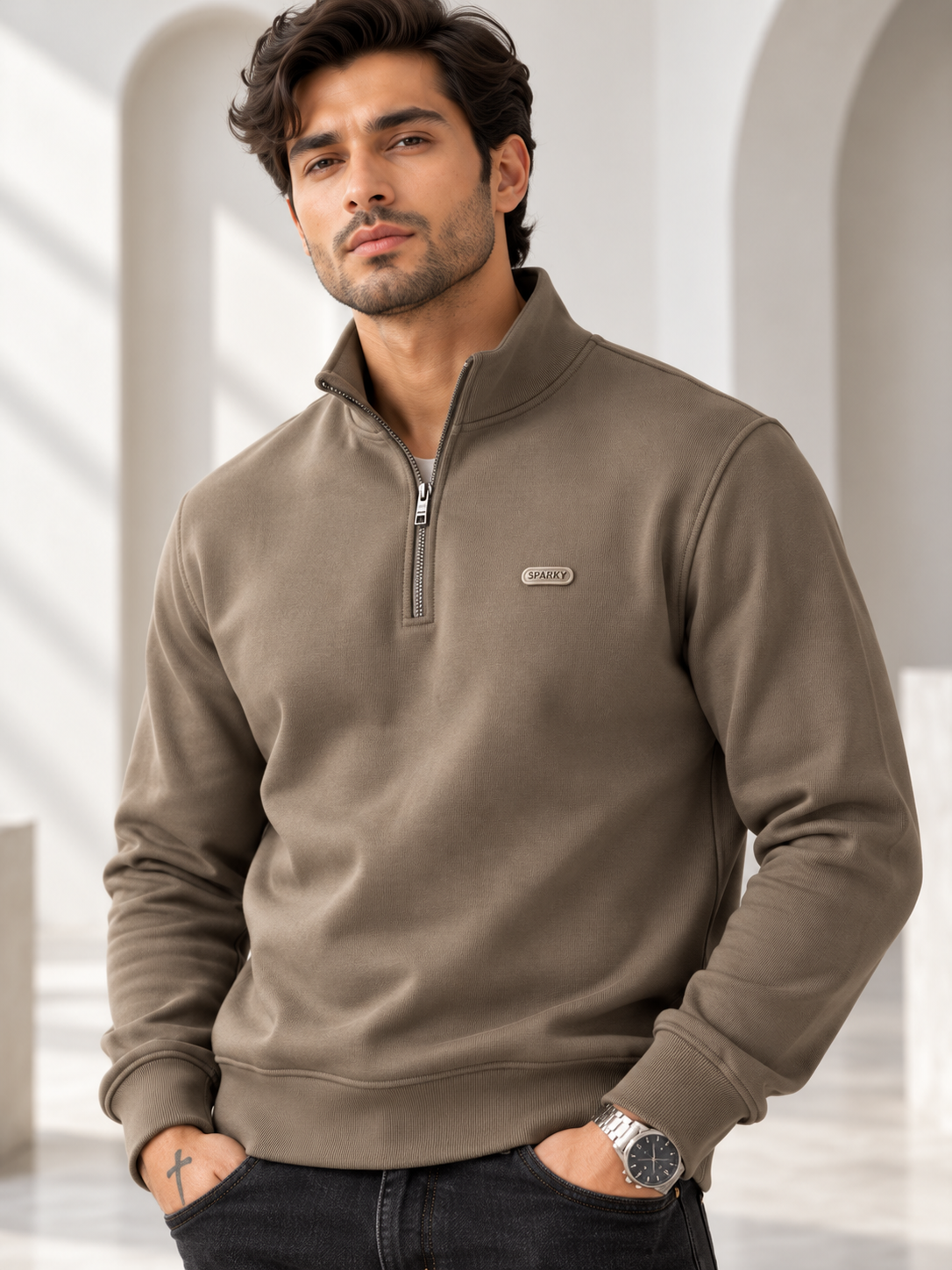 Grey Colour Regular Fit  Primium Sweatshirt