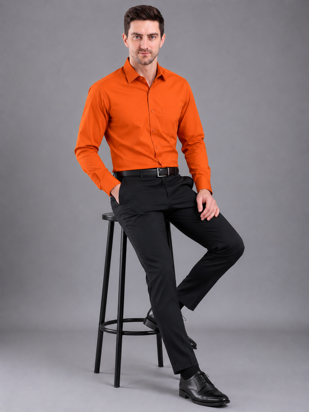 Men Full Sleeve's | Formal Cotton Shirt | Regular Fit | Orange Color