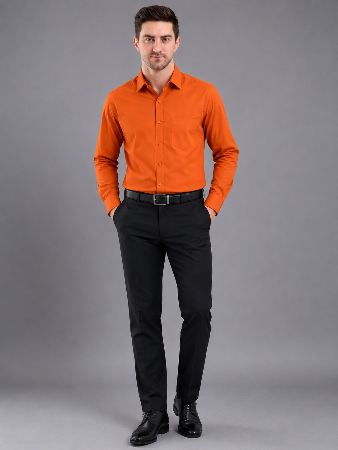 Men Full Sleeve's | Formal Cotton Shirt | Regular Fit | Orange Color