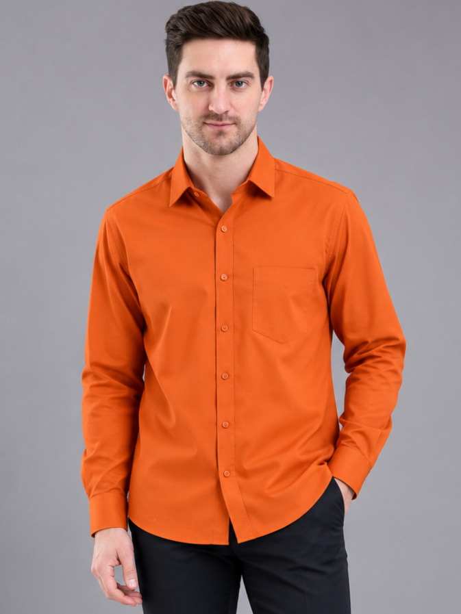 Men Full Sleeve's | Formal Cotton Shirt | Regular Fit | Orange Color