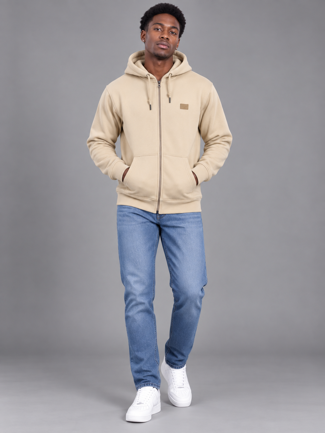Fawn Colour Regular Fit  Primium Hooded Sweatshirt