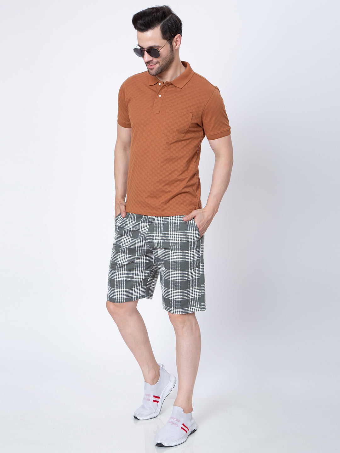 Mens Mid-Rise Cotton Shorts