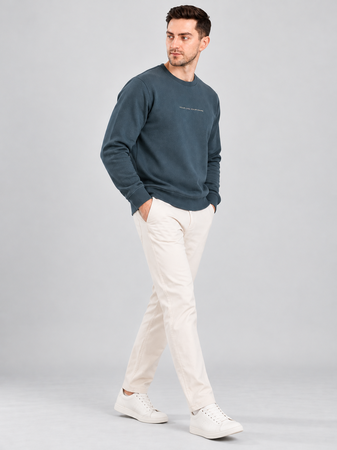 Teal Blue Colour Regular Fit  Primium Sweatshirt