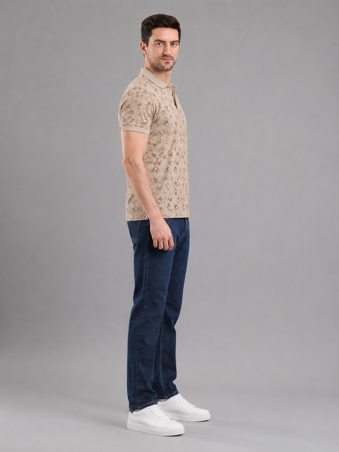 Men Fawn Colour Premium Solid Polo T-Shirt